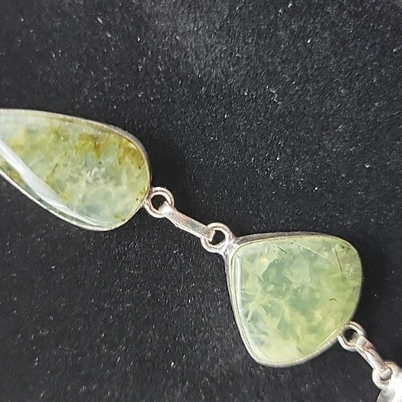 Moss Prehnite 925 Silver Plated Natural Gemstone Necklace 17" Women - Picture 4 of 6